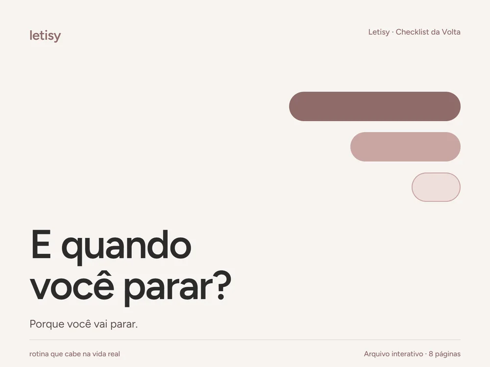 Capa do Checklist da Volta: "E quando você parar?".