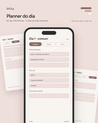 Planner do dia aberto no celular.